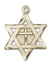 Load image into Gallery viewer, Star Of David W/ Cross Custom Pendant - Yellow Gold
