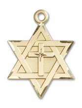 Load image into Gallery viewer, Star Of David W/ Cross Custom Pendant - Yellow Gold