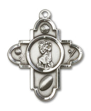 Load image into Gallery viewer, Sports 5-Way Cross / St Christopher Custom Pendant - Sterling Silver