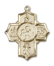 Load image into Gallery viewer, 5-Way Cross / Firefighter Custom Pendant - Yellow Gold