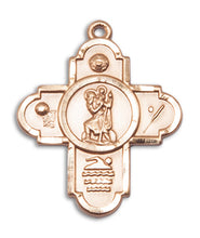 Load image into Gallery viewer, Sports 5-Way Cross / St Christopher Custom Pendant - Yellow Gold