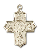Load image into Gallery viewer, 5-Way Cross O/L Of Guadalupe Custom Pendant - Yellow Gold