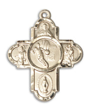 Load image into Gallery viewer, 5-Way Cross / Basketball Custom Pendant - Yellow Gold