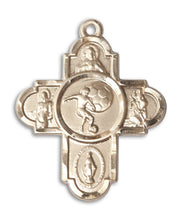 Load image into Gallery viewer, 5-Way Cross / Soccer Custom Pendant - Yellow Gold