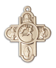 Load image into Gallery viewer, 5-Way Cross Track&Field Custom Pendant - Yellow Gold