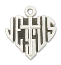 Load image into Gallery viewer, Heart Of Jesus / Cross Custom Pendant - Sterling Silver