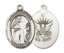 Load image into Gallery viewer, St. Brendan the Navigator / Navy Custom Medal - Sterling Silver