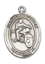 Load image into Gallery viewer, St. Christopher / Motorcycle Custom Medal - Sterling Silver