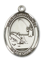 Load image into Gallery viewer, St. Christopher / Fishing Custom Medal - Sterling Silver
