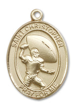 Load image into Gallery viewer, St. Christopher / Football Custom Medal - Yellow Gold