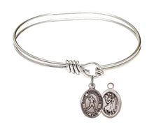 Load image into Gallery viewer, St. Christopher / Football Custom Bangle - Silver
