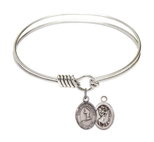Load image into Gallery viewer, St. Christopher / Skiing Custom Bangle - Silver