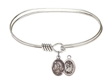 Load image into Gallery viewer, St. Christopher / Football Custom Bangle - Silver
