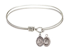 Load image into Gallery viewer, St. Christopher / Skiing Custom Bangle - Silver