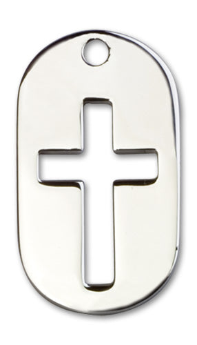 Cross Dog Tag Custom Pendant - Sterling Silver