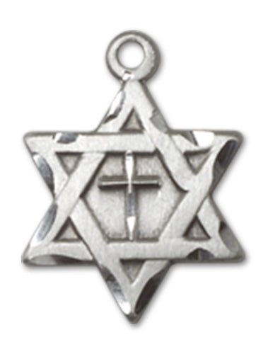 Star Of David W/ Cross Custom Pendant - Sterling Silver