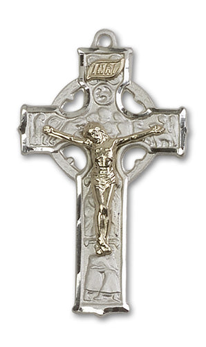 Mens Celtic Crucifix Custom Pendant - Sterling Silver