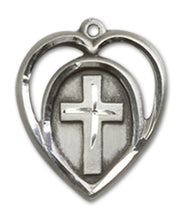 Load image into Gallery viewer, Heart / Cross Custom Pendant - Sterling Silver
