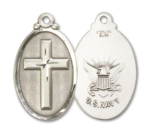 Cross / Navy Custom Pendant - Sterling Silver