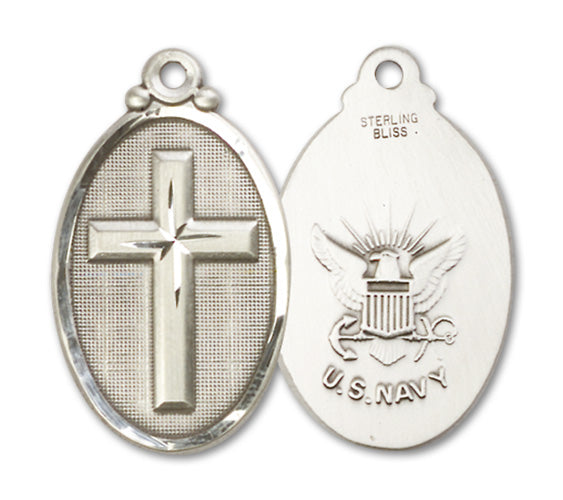 Cross / Navy Custom Pendant - Sterling Silver