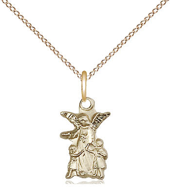 Guardian Angel and Children in 14k Yellow Gold