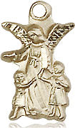 Load image into Gallery viewer, Guardian Angel and Children in 14k Yellow Gold
