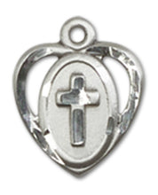 Load image into Gallery viewer, Heart / Cross Custom Pendant - Sterling Silver

