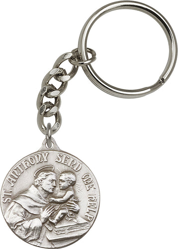 St. Anthony Keychain - Silver Oxide