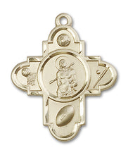 Load image into Gallery viewer, Sports 5-Way Cross / St Sebastian Custom Pendant - Yellow Gold
