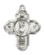 Load image into Gallery viewer, Sports 5-Way Cross / St Christopher Custom Pendant - Sterling Silver

