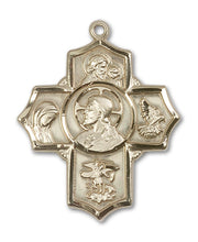 Load image into Gallery viewer, Sacred Heart 5-Way Cross Custom Pendant - Yellow Gold
