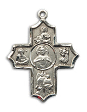 Load image into Gallery viewer, Sacred Heart 5-Way Cross Custom Pendant - Sterling Silver
