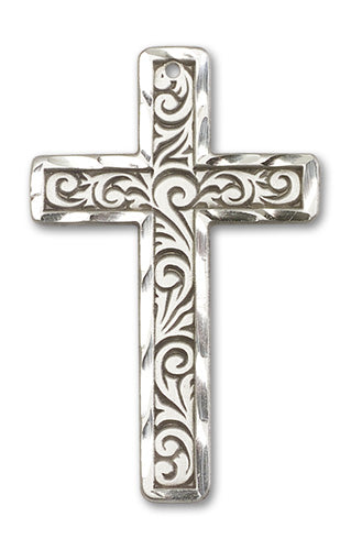 Knurled Cross Custom Pendant - Sterling Silver