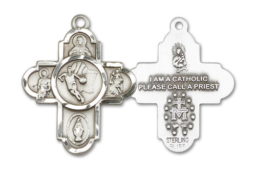5-Way Cross / Basketball Custom Pendant - Sterling Silver