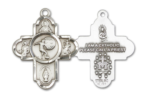 5-Way Cross / Soccer Custom Pendant - Sterling Silver