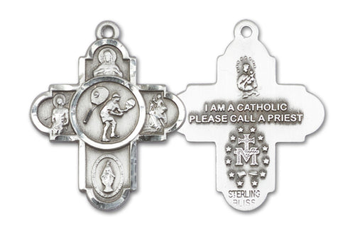 5-Way Cross Tennis Custom Pendant - Sterling Silver