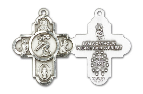 5-Way Cross Swimming Custom Pendant - Sterling Silver