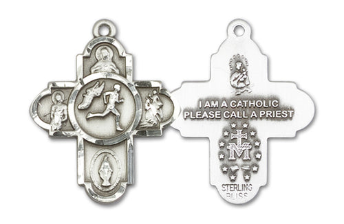 5-Way Cross Track&Field Custom Pendant - Sterling Silver