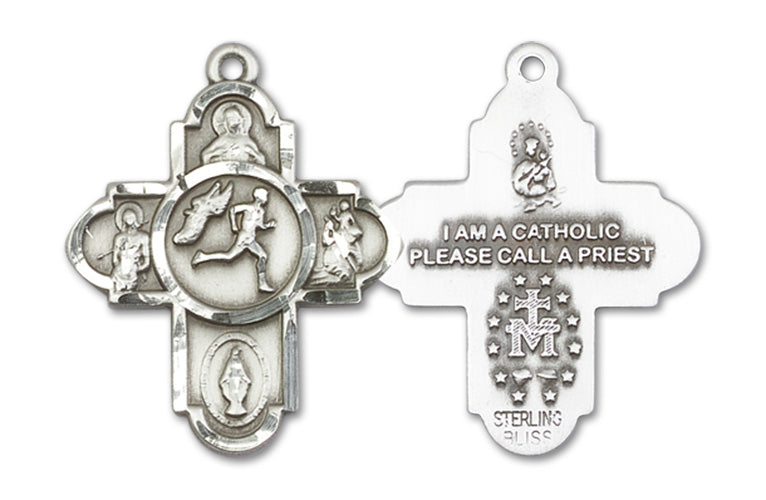 5-Way Cross Track&Field Custom Pendant - Sterling Silver