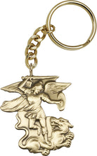 Load image into Gallery viewer, St. Michael the Archangel Keychain - Gold Oxide
