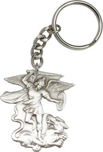 Load image into Gallery viewer, St. Michael the Archangel Keychain - Silver Oxide
