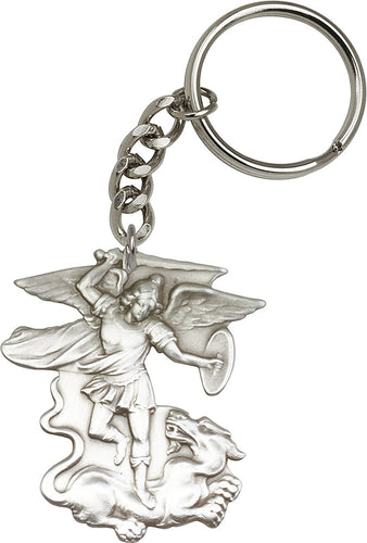 St. Michael the Archangel Keychain - Silver Oxide