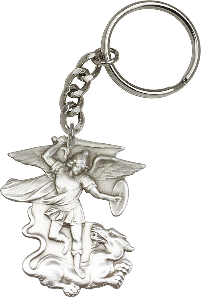 St. Michael the Archangel Keychain - Silver Oxide