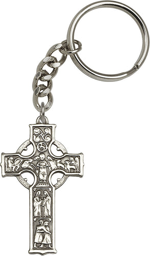 Celtic Cross Keychain - Silver Oxide