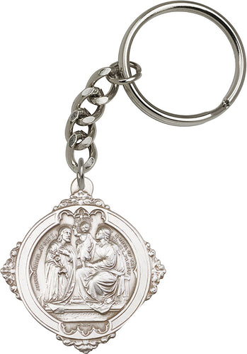 Holy Family Keychain - Silver Oxide