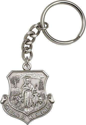 Lord Is My Shepherd Keychain - Silver Oxide