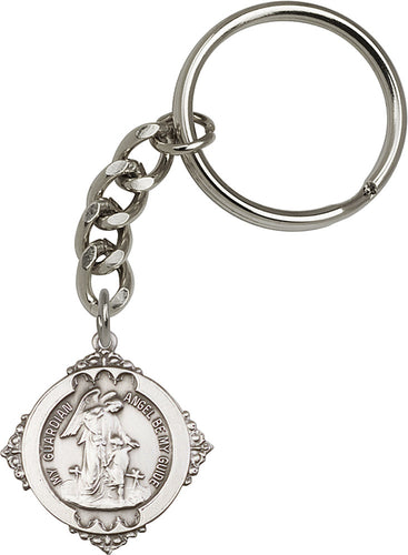 Guardian Angel Keychain - Silver Oxide