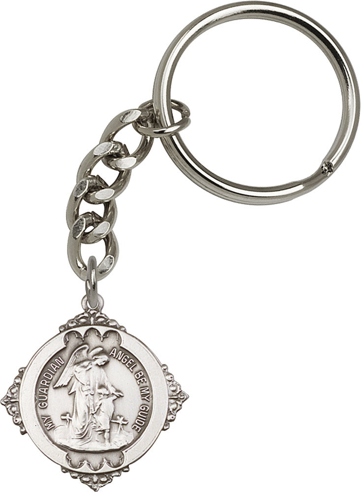 Guardian Angel Keychain - Silver Oxide