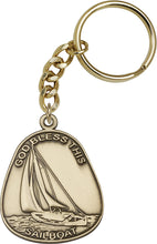 Load image into Gallery viewer, God Bless This Sailboat Keychain - Gold Oxide
