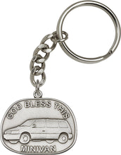 Load image into Gallery viewer, God Bless This Mini-Van Keychain - Silver Oxide
